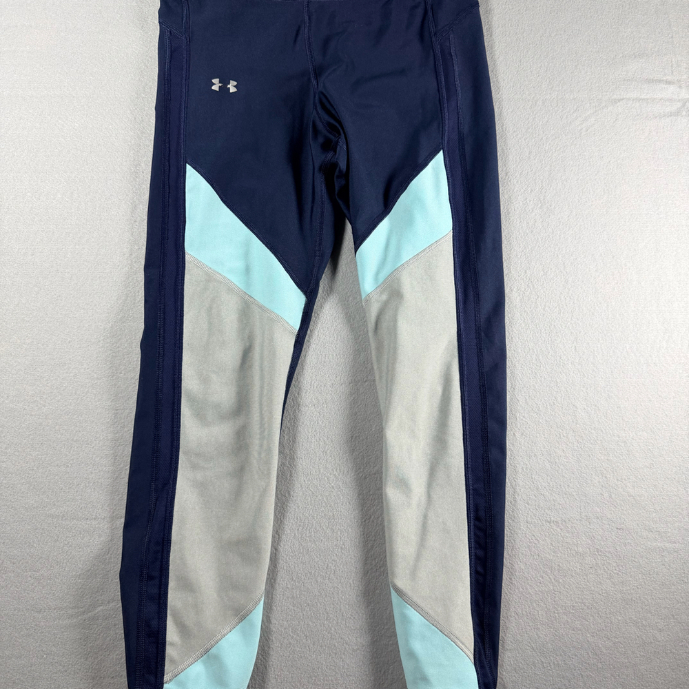 Under Armour HeatGear Women’s Medium Compression Leggings Navy Blue Colorblock